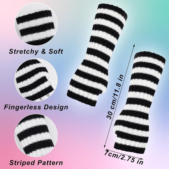 Crochet Hats for Women, Cat Beanie Y2K Beanies Grunge Accessories with Arm Warme - Picture 4 of 7